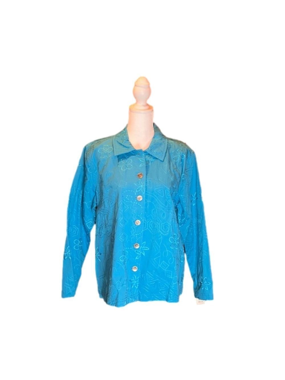 DRAPER’S & DAMON’S petites NWT! teal/Aquamarine button down jacket/Top sz PM